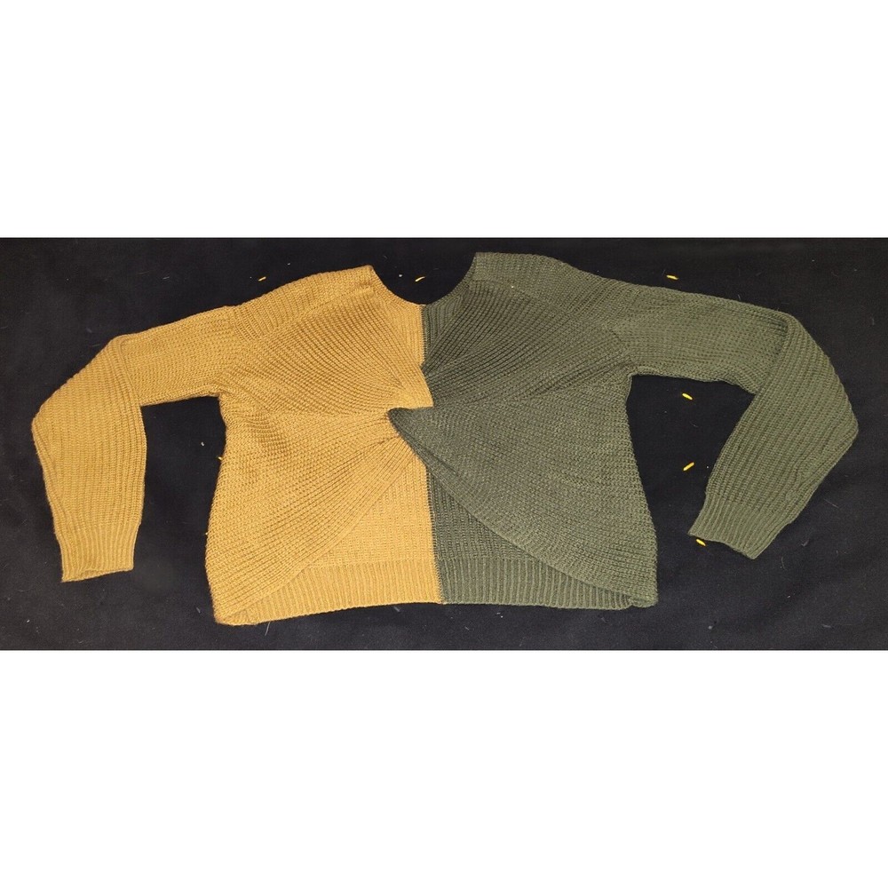 No Boundaries Sweater Reversible Long Sleeve Knit Half Twist Two Tone L Large
